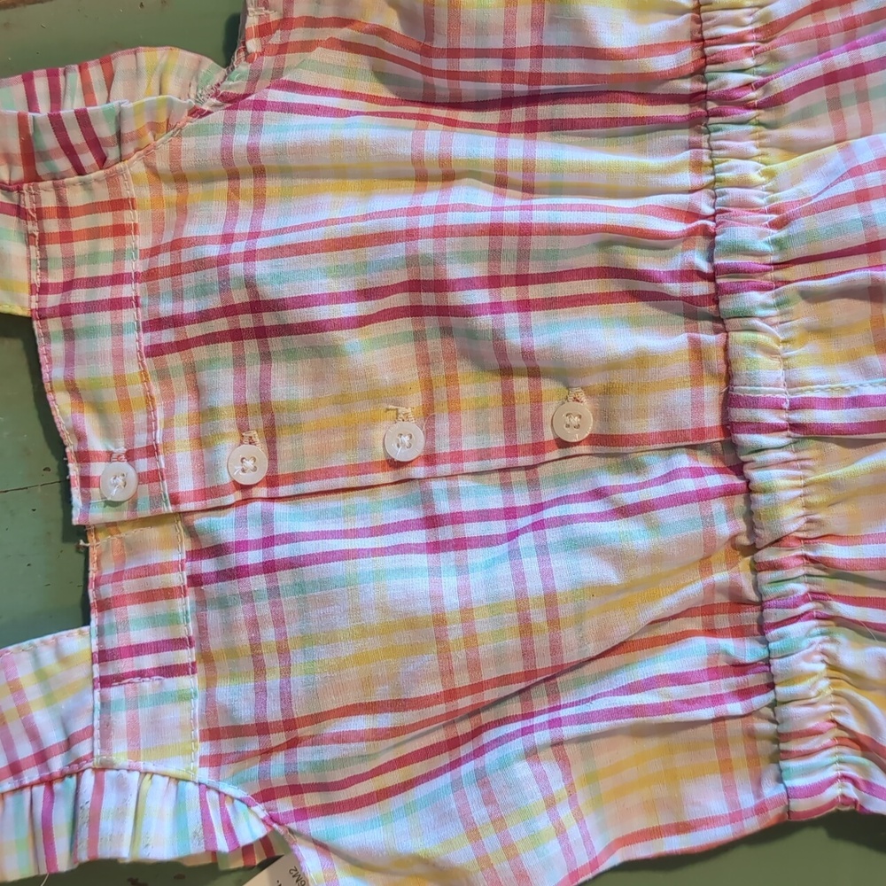 U.S. Polo Assn. Girls Colorful Plaid Romper - Picture 3 of 6